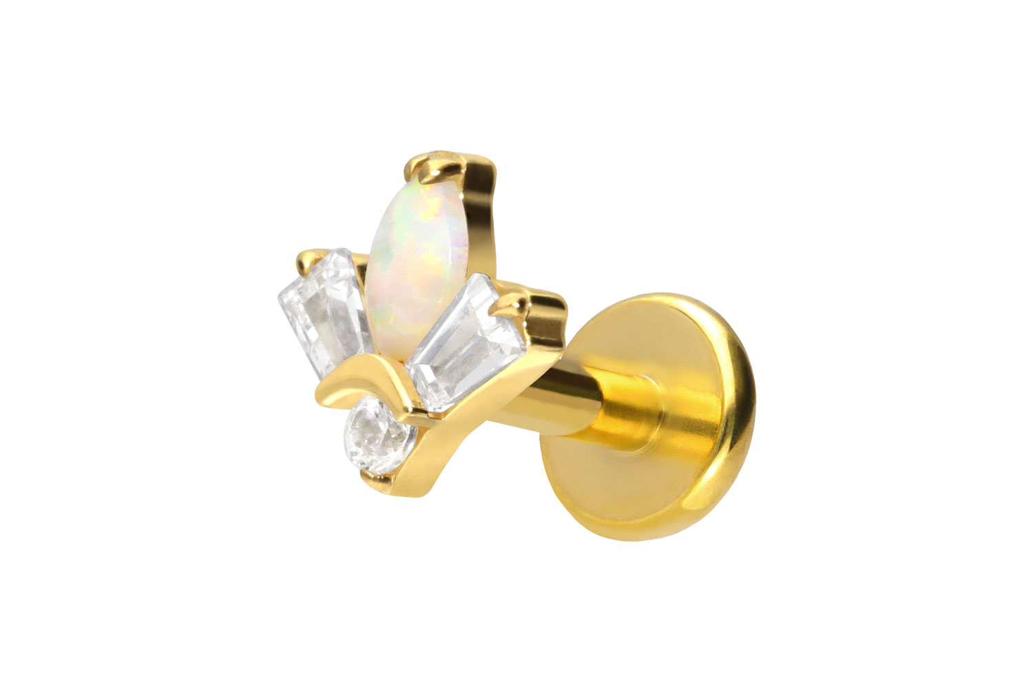 Titan Labret Piercing mit Push Fit LOTUSBLÜTE